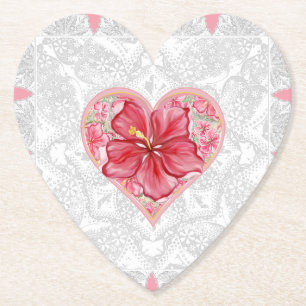 Hibiskus und Spitzenleistung ROT Untersetzer