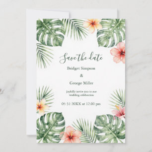 Hibiskus Vintage Hawaii Blumige Tropische Hochzeit Einladung
