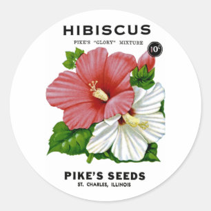 Hibiskus-Vintage-Samenpaket Runder Aufkleber