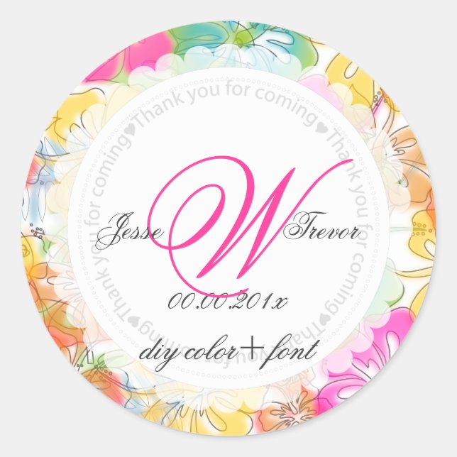 Hibiskus/Wasserfarbe von PixDezines Runder Aufkleber (Vorderseite)