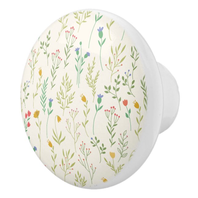 Hibiskus Wasserfarbene botanische Blüte Nahtlos Keramikknauf (Rechts)