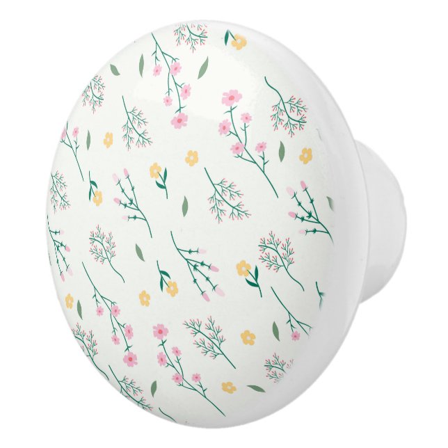 Hibiskus Wasserfarbene botanische Blüte Nahtlos Keramikknauf (Rechts)