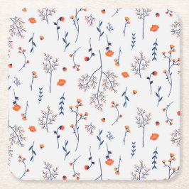 Hibiskus Wasserfarbene botanische Blüte Nahtlos Rechteckiger Pappuntersetzer