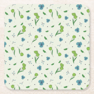 Hibiskus Wasserfarbene botanische Blüte Nahtlos Rechteckiger Pappuntersetzer