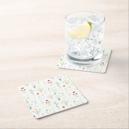 Hibiskus Wasserfarbene botanische Blüte Nahtlos Rechteckiger Pappuntersetzer