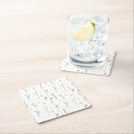 Hibiskus Wasserfarbene botanische Blüte Nahtlos Rechteckiger Pappuntersetzer