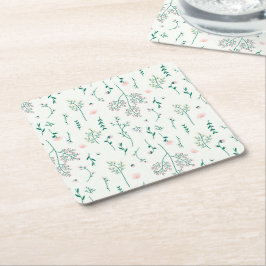 Hibiskus Wasserfarbene botanische Blüte Nahtlos Rechteckiger Pappuntersetzer