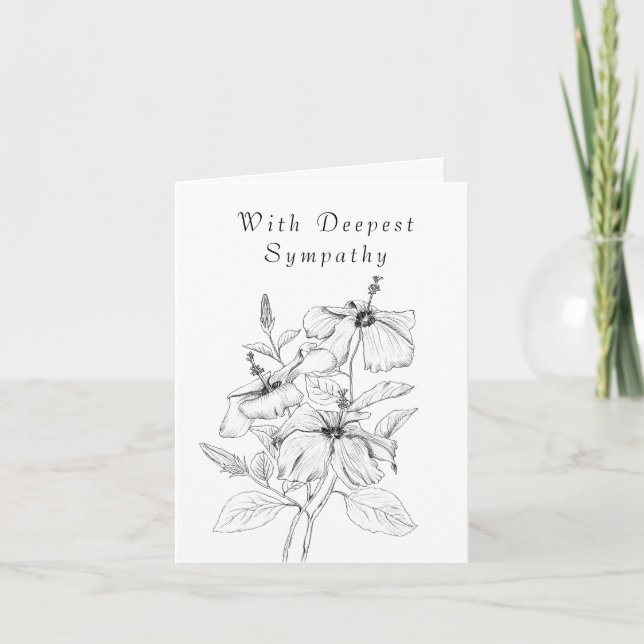 Hibiskus zeichne, an Sie zu denken, Sympathiekarte Karte (Vorderseite)