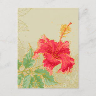 Hibiskusblüte auf getöntem Hintergrund Postkarte