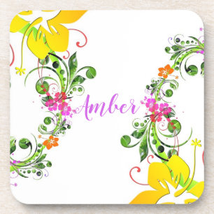 Hibiskusblüte tropische Sommerblume Getränkeuntersetzer
