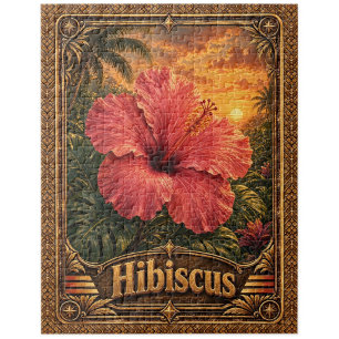 Hibiskusblüte, Vintage-Botanik-Art Puzzle