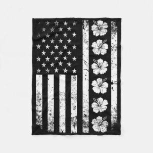 Hibiskusblüten-Amerikanische-Flagge 4. Juli Hawaii Fleecedecke