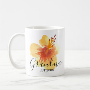 Hibiskusblüten-Hand-Wasserfarbe-Mama-Oma Kaffeetasse