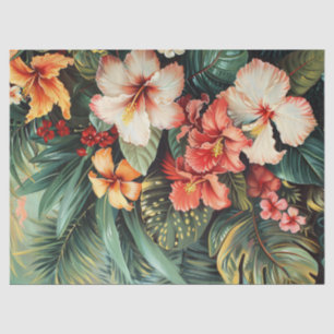 Hibiskusblüten Palmenblätter Tropische Decoupage Seidenpapier