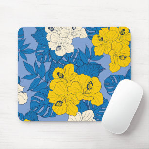 Hibiskusblüten und Blätter Mousepad