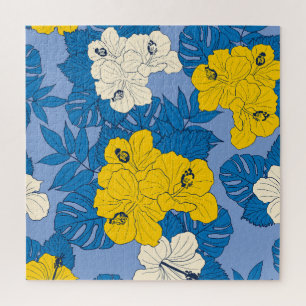 Hibiskusblüten und Blätter Puzzle