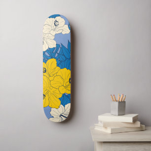 Hibiskusblüten und Blätter Skateboard