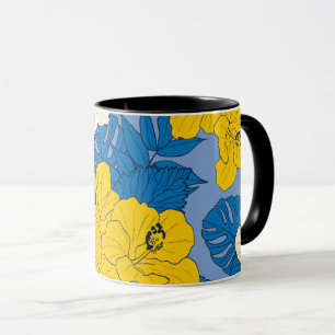 Hibiskusblüten und Blätter   Tasse