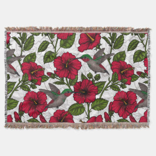 Hibiskusblüten und Kolibris Decke