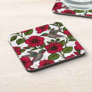 Hibiskusblüten und Kolibris Getränkeuntersetzer