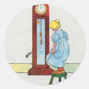 Hickory, dickory, dock! Die Maus lief die Uhr hoch Runder Aufkleber