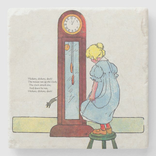 Hickory, Dickory, Dock Mutter Gänse Kinderzimmer R Steinuntersetzer (Vorderseite)