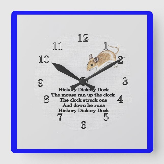 Hickory Dickory Dock-Wanduhr Quadratische Wanduhr (Vorderseite)