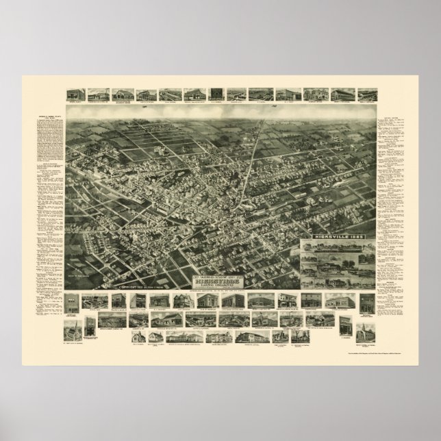 Hicksville, NY Panoramic Map - 1925 Poster (Vorne)
