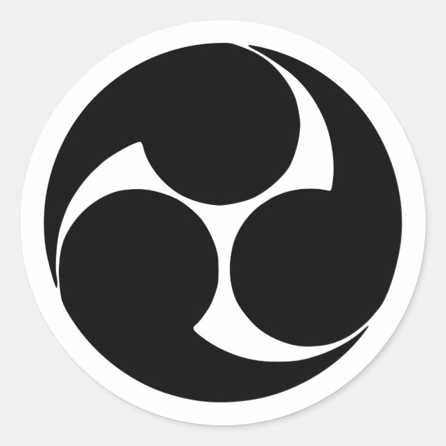 Hidari mitsudomoe, Japan Runder Aufkleber (Vorderseite)