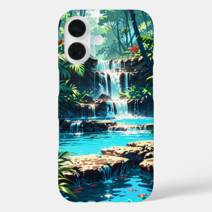 Hidden Anime Summer Dschungel Wasserfall iPhone 16 Hülle