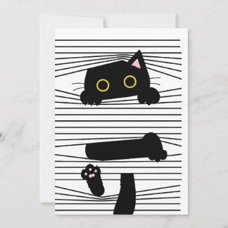 Hidden Black Cat Cute Funny Minimalist Animal Love Einladung