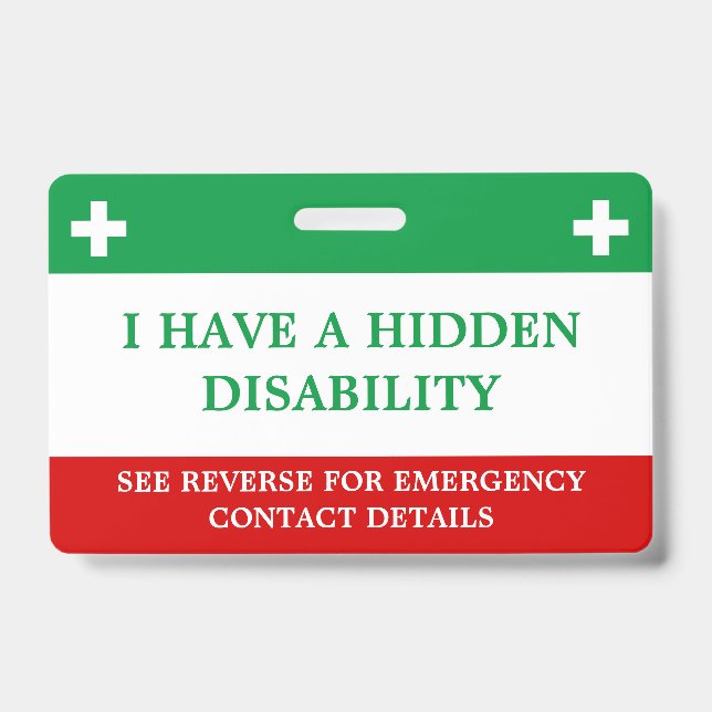 Hidden Disability Medical Alert Lanyard ICE ID Ausweis (Vorderseite)