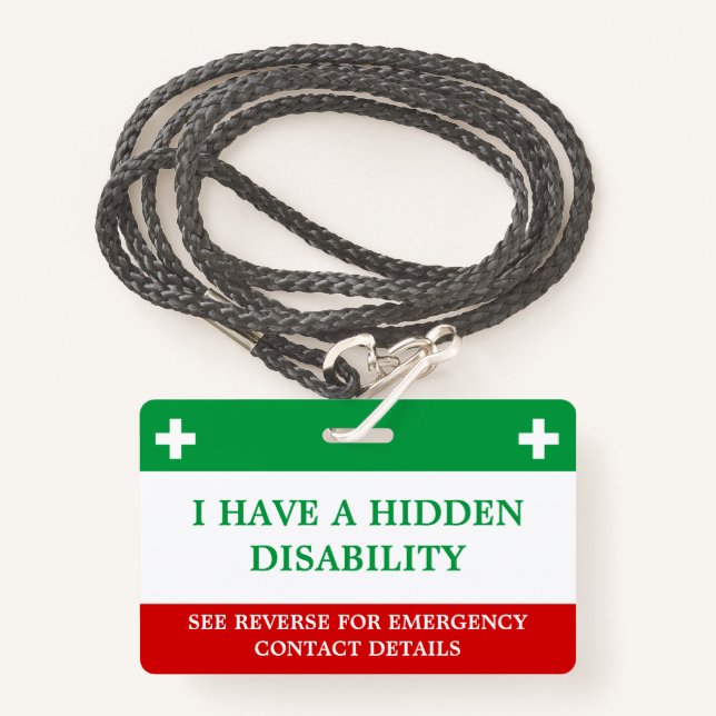 Hidden Disability Medical Alert Lanyard ICE ID Ausweis (Vorderseite mit Schlüsselband)