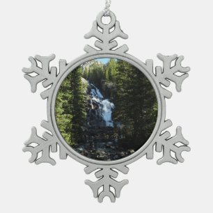 Hidden Falls im Grand-Teton-Nationalpark Schneeflocken Zinn-Ornament