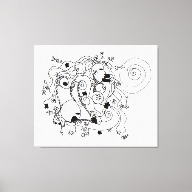 Hidden in the garden. - Ink drawing Leinwanddruck (Vorderseite)