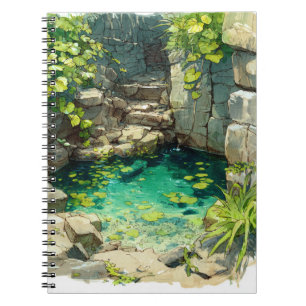 Hidden Jungle Spring Crystal Pool Art Notebook Notizblock