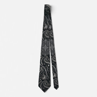 Hidden Skull & Spine Paisley | Silver Black Gothic Krawatte
