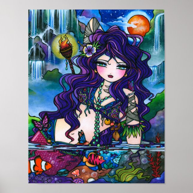 "Hidden Treasures" Mermaid Gyspy Fairy Fantasy Kun Poster (Vorne)