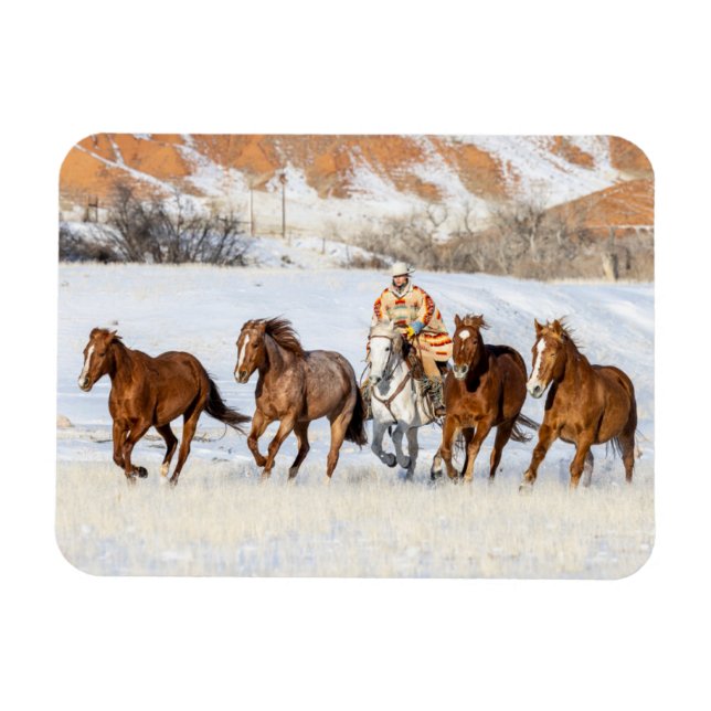 Hideout Horse Ranch, Wrangler und Pferde Magnet (Horizontal)