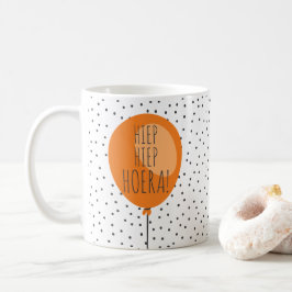 Hiep Hiep Hoera Orange Balloon Dutch Birthday Gift Kaffeetasse