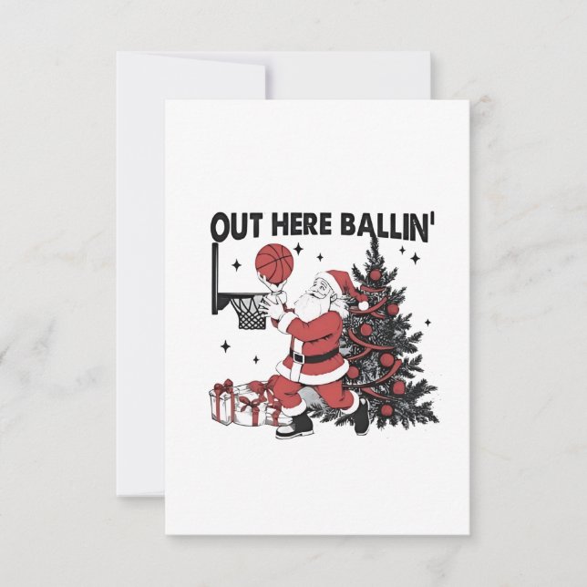 Hier Basketball Sport Weihnachten Weihnachten Einladung (Vorderseite)