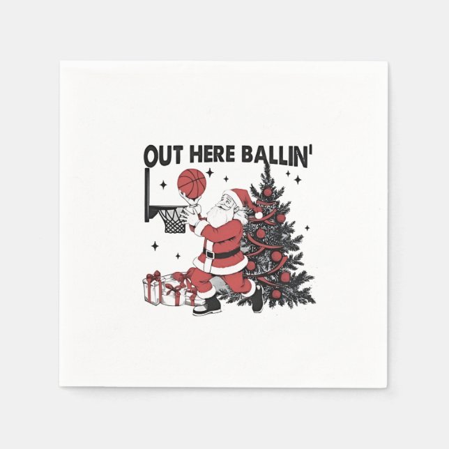 Hier Basketball Sport Weihnachten Weihnachten Serviette (Vorderseite)