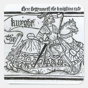 "Hier Begynneth das Knightes Tale Quadratischer Aufkleber