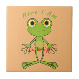Hier bin ich niedlich Frosch Thunder_Cove  Fliese