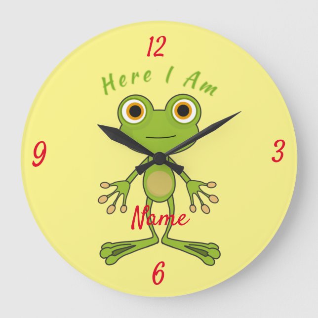 Hier bin ich niedlich Frosch Thunder_Cove  Große Wanduhr (Vorderseite)