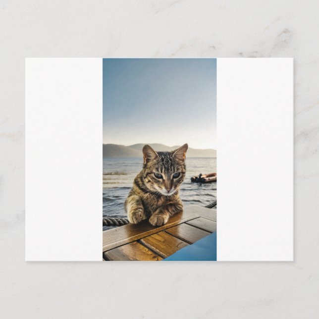 "Hier bin ich", sagt die Katze Postkarte (Vorderseite)