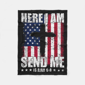 Hier bin ich, sende mich Amerikanische Flagge Kreu Fleecedecke