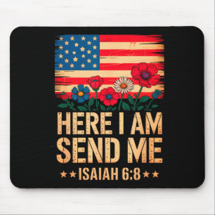 Hier bin ich, sende mich Amerikanische Flagge Kreu Mousepad