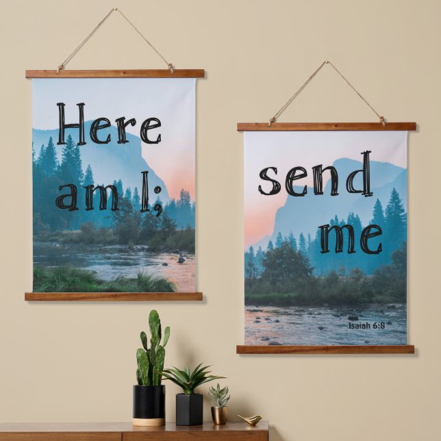 Hier bin ich - Tapestry Duo Wandteppich Mit Holzrahmen (Asymmetrisch)