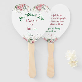 Hier blüht Liebe Rosa florales Herz-Hochzeit Fächer